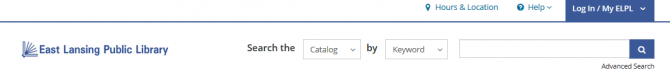 Catalog search box on elpl.org
