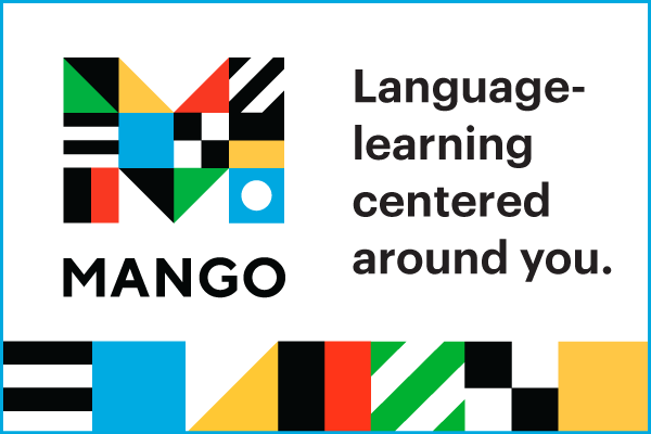 Mango logo with the text - Language learning centered around you