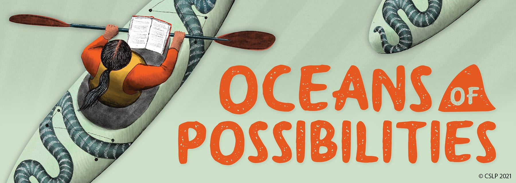 cslp-web-banners_teenHEADER Decorative banner of a person reading a book in a kayak